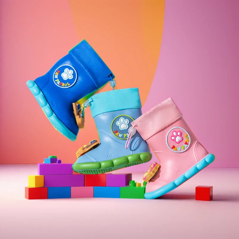 PAW PATROL Buty przeciwdeszczowe Dziewczynki Chłopcy Dziecięce buty przeciwdeszczowe do kostki Wodoodporne buty Okrągłe palce Buty do wody Miękkie