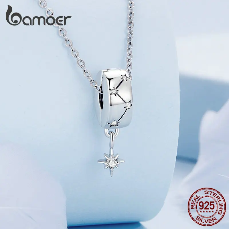 Bamoer 925 prata esterlina lua charme estrela berloque gato viagem dreamcatcher grânulo bonito original para mulheres diariamente jóias finas presentes