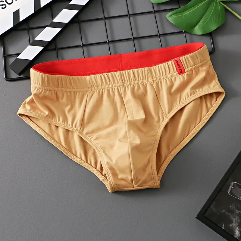 Lingerie Panties Men\'s Cotton Youth Convex Color Briefs Breathable Underwear Comfortable Solid Fasion Pouch Low Rise