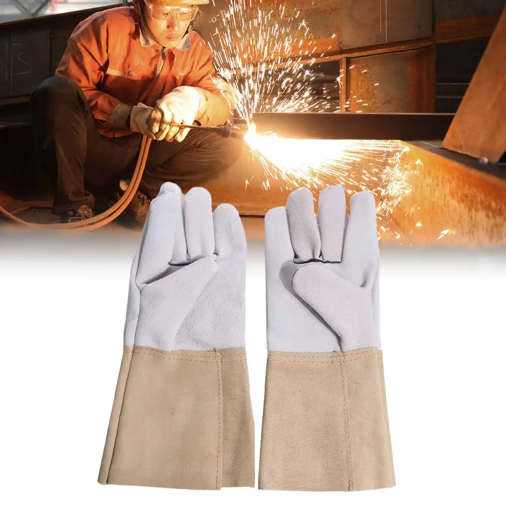 1 Pair Wear-Resistant Welding Gloves Cut Resistant Thorn Proof Protective Gloves Heat Resistant Thickened Work Gloves