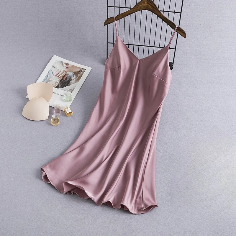 

Sexy Sleeveless Nightgown Women Nightdress Underwear Rayon Satin Gown Homedress Spaghetti Strap Sleepwear Dress Lingerie