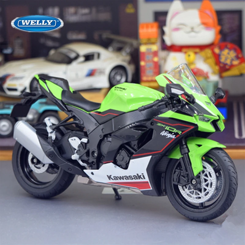 WELLY 1:12 Kawasaki Ninja ZX-10R Heavy Locomoti Alloy Motorcycle Model Metal Cross-country Racing Motorcycle Model Kids Toy Gift