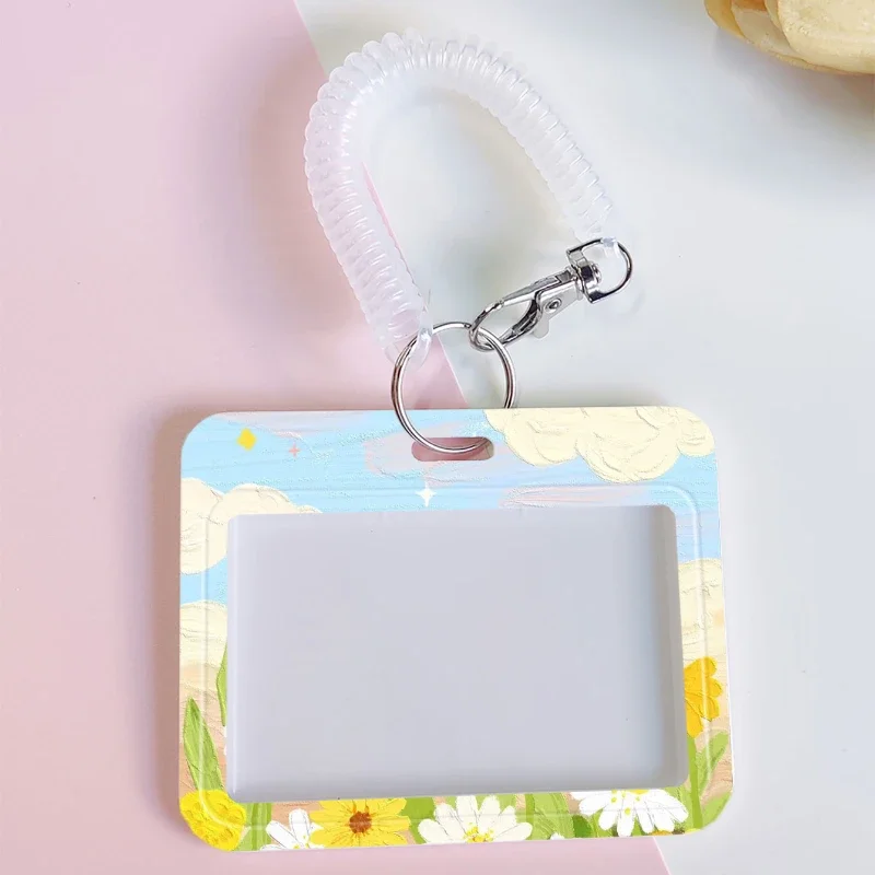 Beautiful Sunflowers Acrylic Card Holder Photocards Display Credit ID Bank Card Protective Case Keychain Pendant Fashion