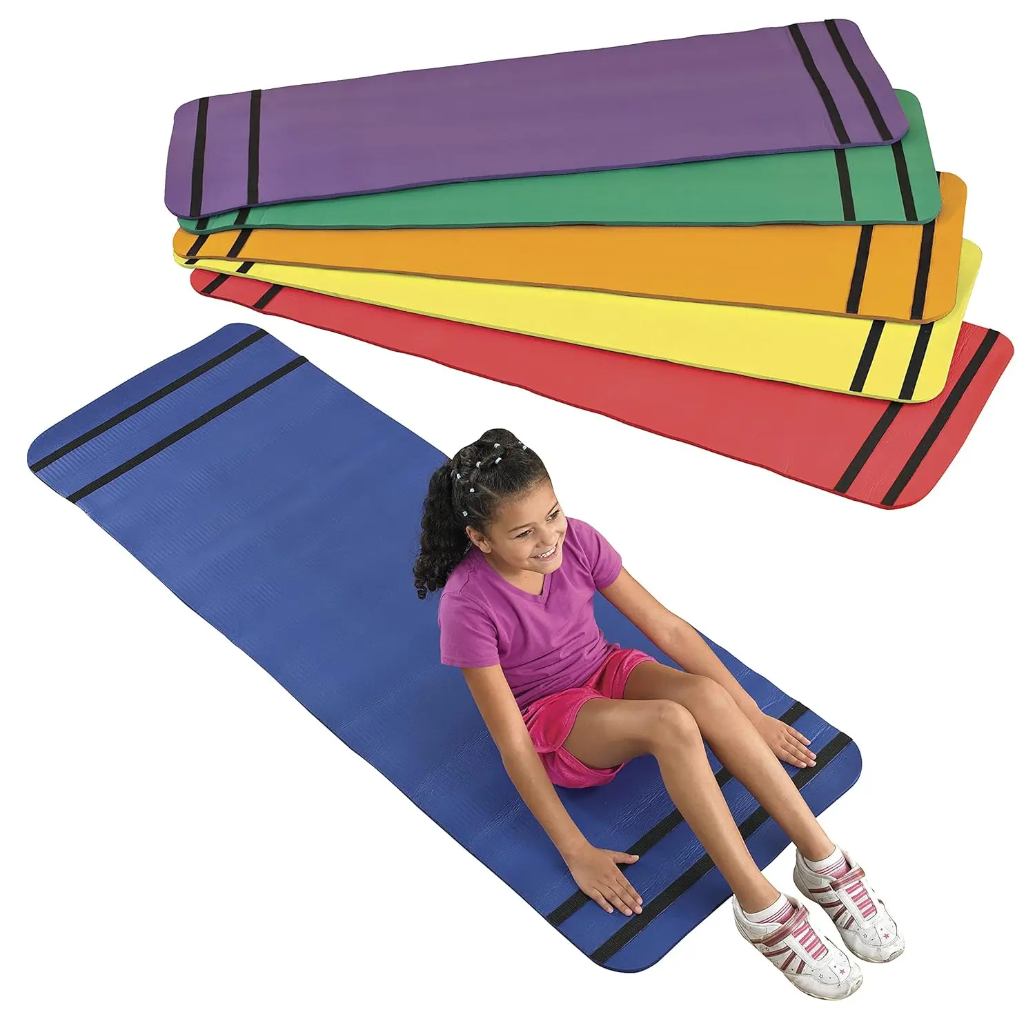 Curl Up Yoga Mats, Assorted Colors, Set of 6, 0.39 H x 72 L x 24.02 W