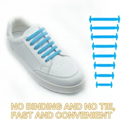 8 Pairs Silicone 13colors Shoelaces No Tie Shoestrings Kids Adult Sneakers Quick Put On And Off Elastic Rubber Lazy Shoelace