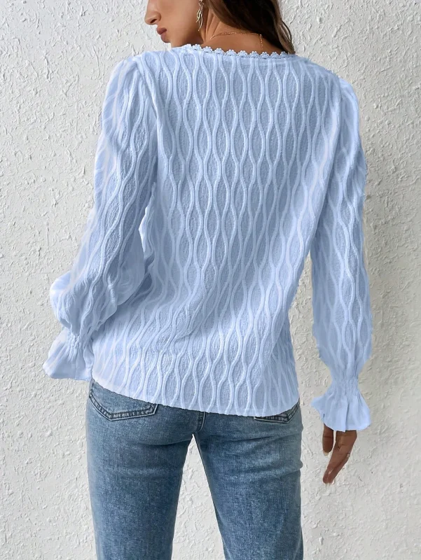 Блузка с V-образным вырезом и – обзор и цена Puff Sleeve Blouse
