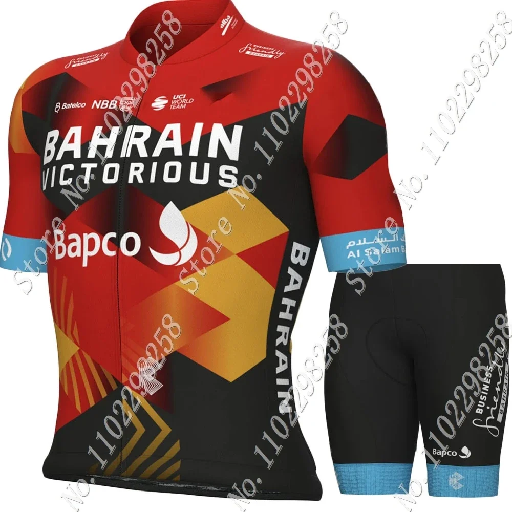 Bahrain Victorious 2024 Team Cycling Jersey Set Short Sleeve Clothing Road Bike Shirts Suit Bicycle Bib Shorts MTB Maillot