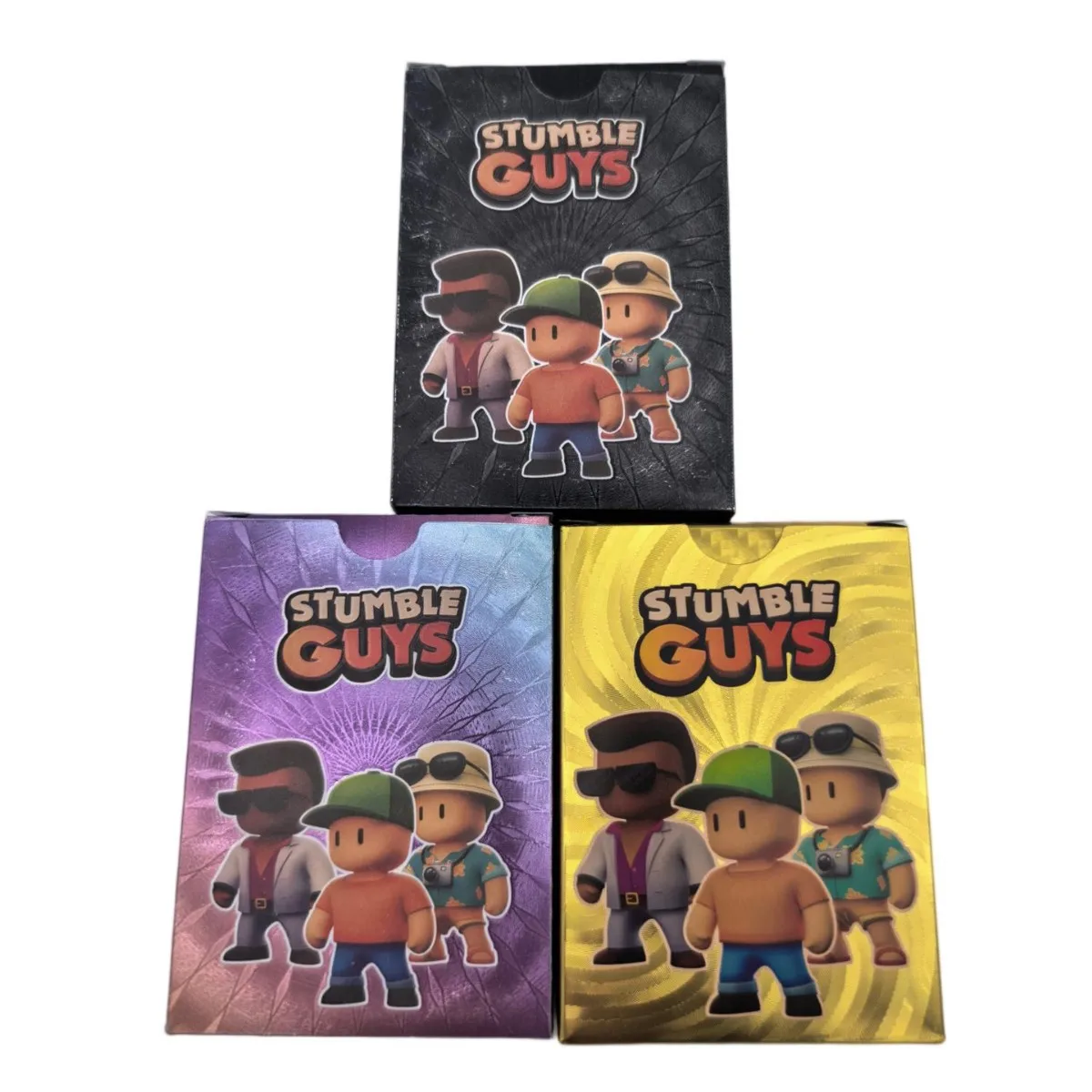 55 piezas/caja, tarjetas de anime Stumble Guys, juego de mesa navideño con lámina dorada y plateada brillante, colección de figuras, tarjetas coleccionables, regalo de Navidad