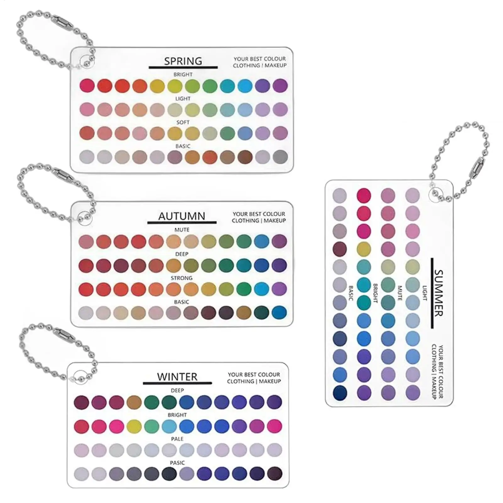 Color Palette Cards Acrylic Scratch Proof Vibrant 4 Pieces Makeup Shopping Color Reference Cards For Home Closet Wardrobe