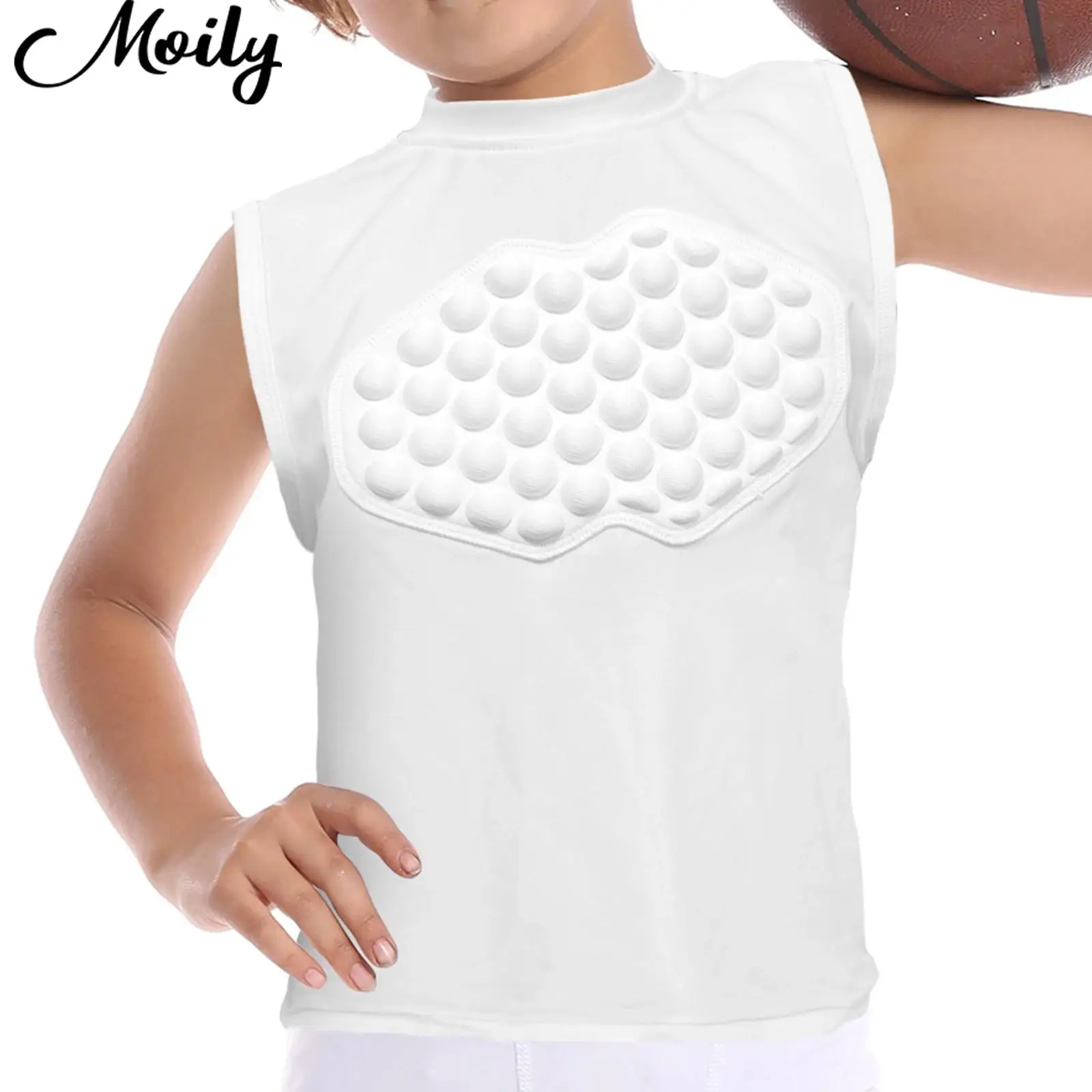 

Children's Sleeveless Athletic Tank Top Sportswear Girls Anti-Collision Padded Vest for Gym Basketball Football Rugby Baseball