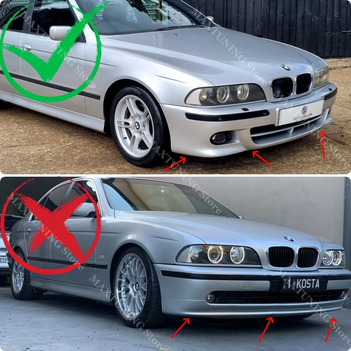 Gloss Black Front Splitter Lip Spoiler For 1998-2003 BMW 5 Series E39 M5 & M5 Style Replacement Bumper Blade Kit ABS Plastic