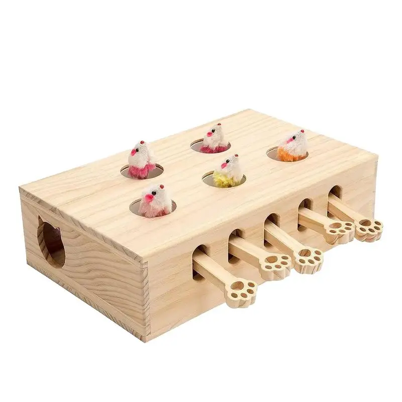 

Hide And Seek Kitten Toy Wood Kitten Catching Mice Toy Pop And Play Cat Interactive Toy For Indoor Cats Kittens