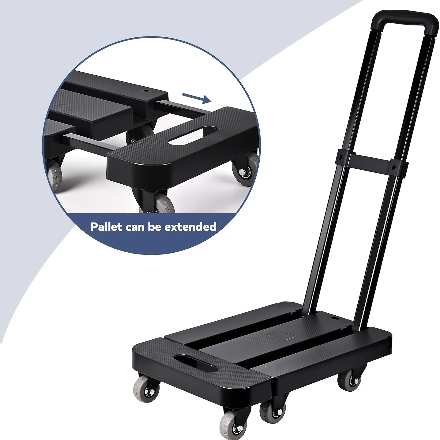 2/6 Wheels Collapsible Luggage Cart, Folding Hand Truck, Travel, Moving, Shopping, Office Use, [Lightweight|Portable] Lightweight Portable Folding Trolley Cart & Utility Dolly With Non-Slip Wheels For Home And Warehouse Use