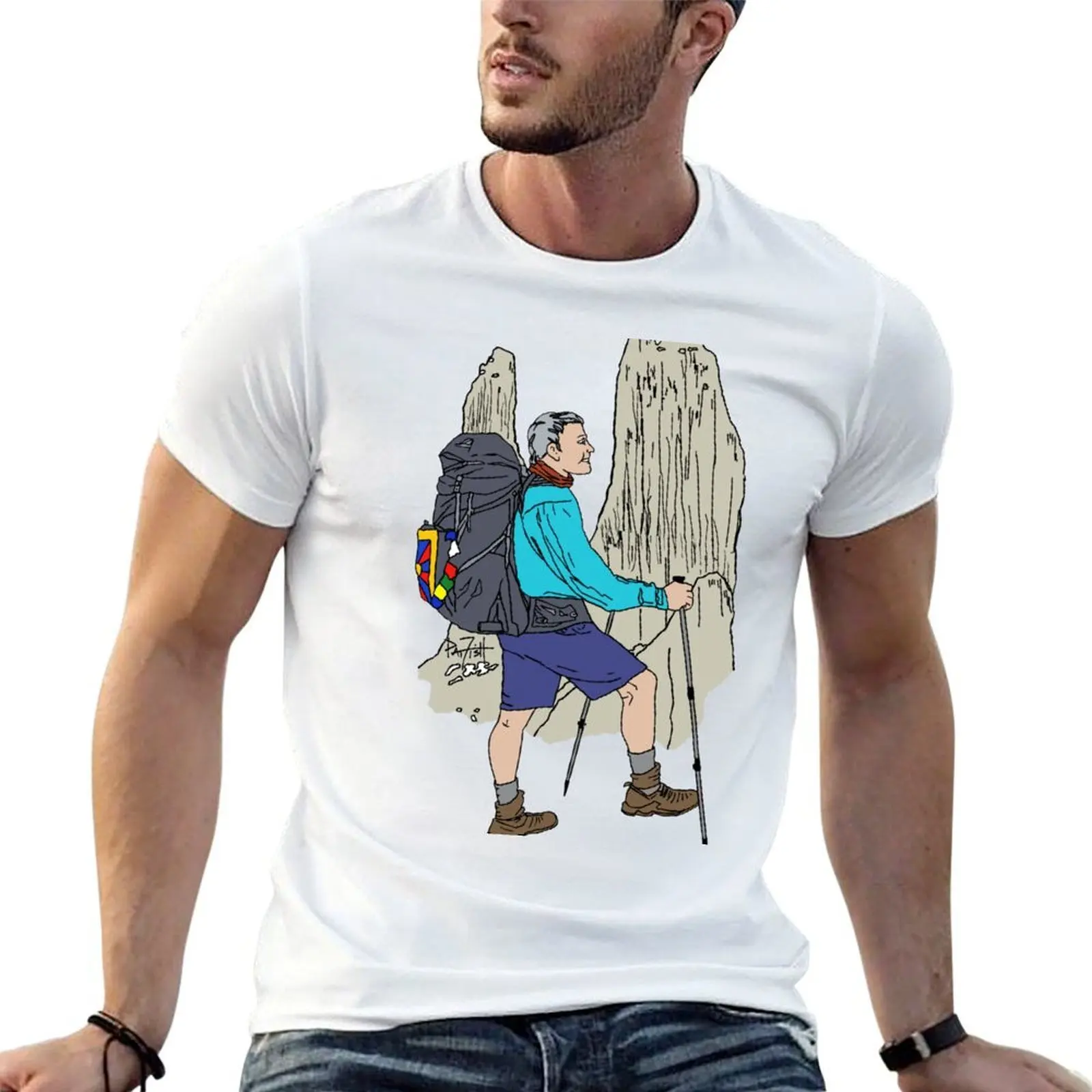 T-Shirt Hiker Conquering Chilean Mountains, t-shirts amusants, humoristiques et sombres pour hommes, T-Shirt graphique vintage