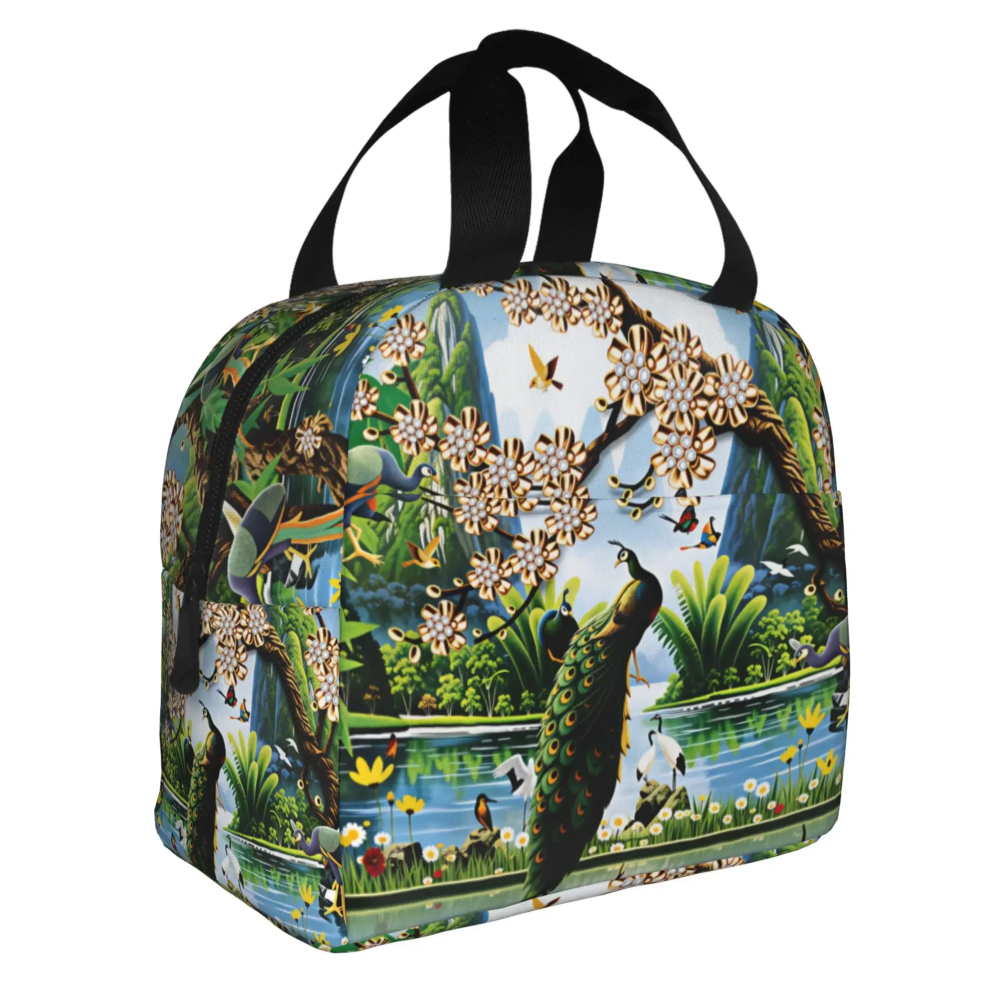 Luxury High 3D Floral Lunch Bag Men Women Fashion Trend 3D Flowers Cooler Thermal Insulated Lunch Box for School