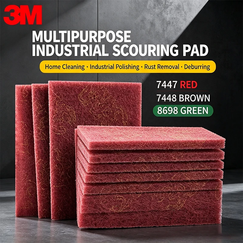 3M Scotch-Brite 7447 7448 Non-Woven Abrasive Hand Pads Surface Prep Cleaning Scuffing Polishing Deburring Maroon/Grey
