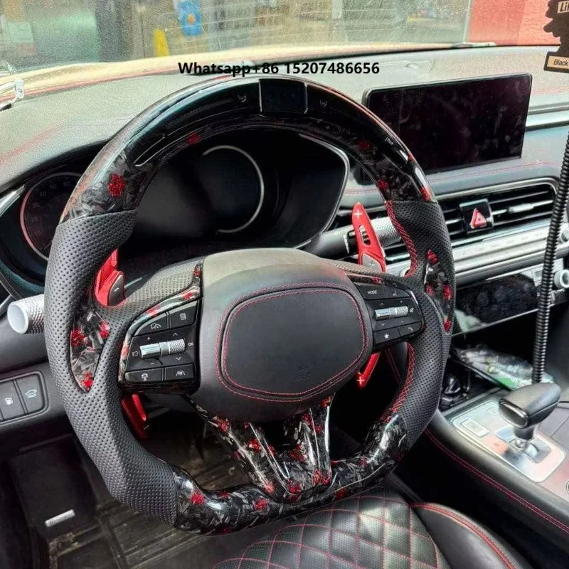 custom Forged Carbon Fiber LED Car Steering Wheel for  Coupe G70 G80 Gv80 2.0T 3.3 with Paddle Shifters 2018-2026