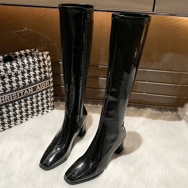 Women Mid Calf Boots Female Zip Sexy Black Long Boots Woman Thin Heel Ladies Pointed Toe Party Boots Autumn Shoes Botas De Mujer