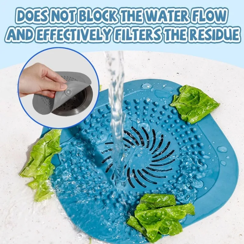 Silicone Sink Strainer Shower Drain Hair Catcher Drain Cover Bathroom Tub with Suction Cup 13/15cm Suit for Bathtub, Kitchen