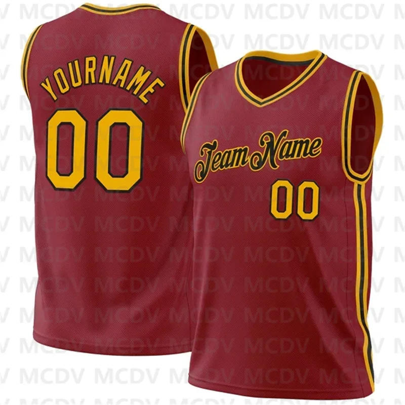 Custom Maroon White-Gray Authentic Throwback Basketball Jersey 3D Print Team Name Number Sport Clothes Adult Youth