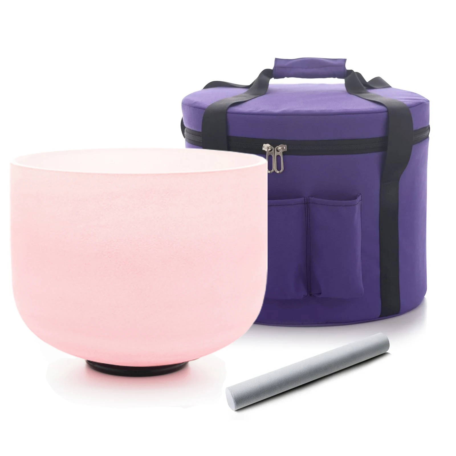 Hye-eun Pink Candy Colored Quartz Crystal Singing Bowl 8 Inch for Sound Healing with Bag and Free Mallet