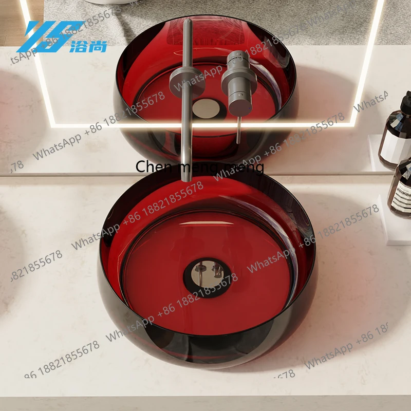 

Crystal basin household artificial stone face wash transparent resin table basin art hand wash basin