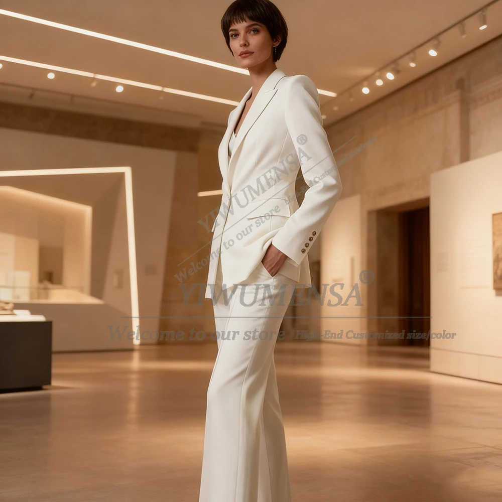 Classic Bride's Mother Suits Set For Women Attire 2 Piece Single Breasted Jacket Wide Leg Pants Business Pantsuits Customized