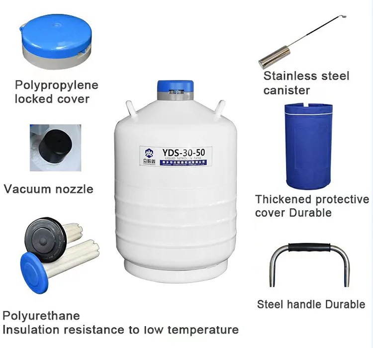 Cryogenic Vacuum Thermos Liquid Nitrogen Dewar Tank YDS-30-50 For Biological Laboratory