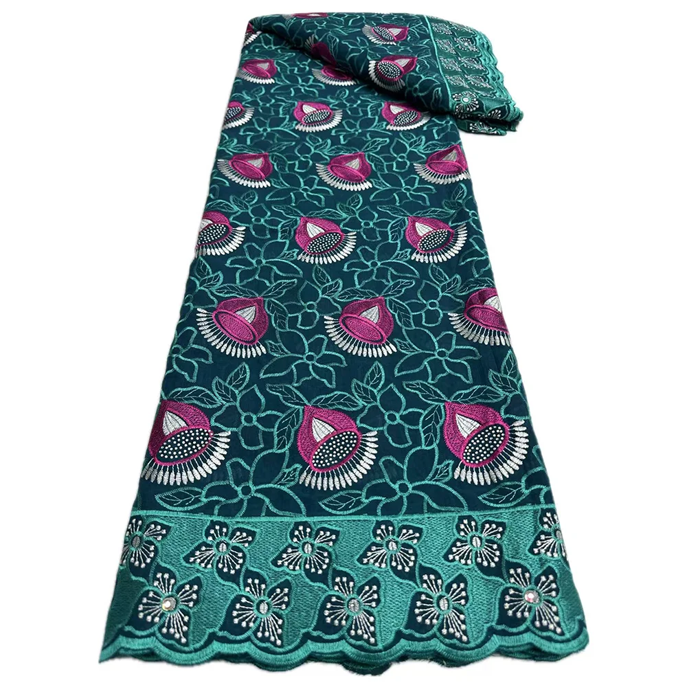 

2026 New Arrival 5 Yards Swiss Voile Lace Cotton Fabric Nigerian Exquisite Embroidery For Women Evening Party Dresses Sewing
