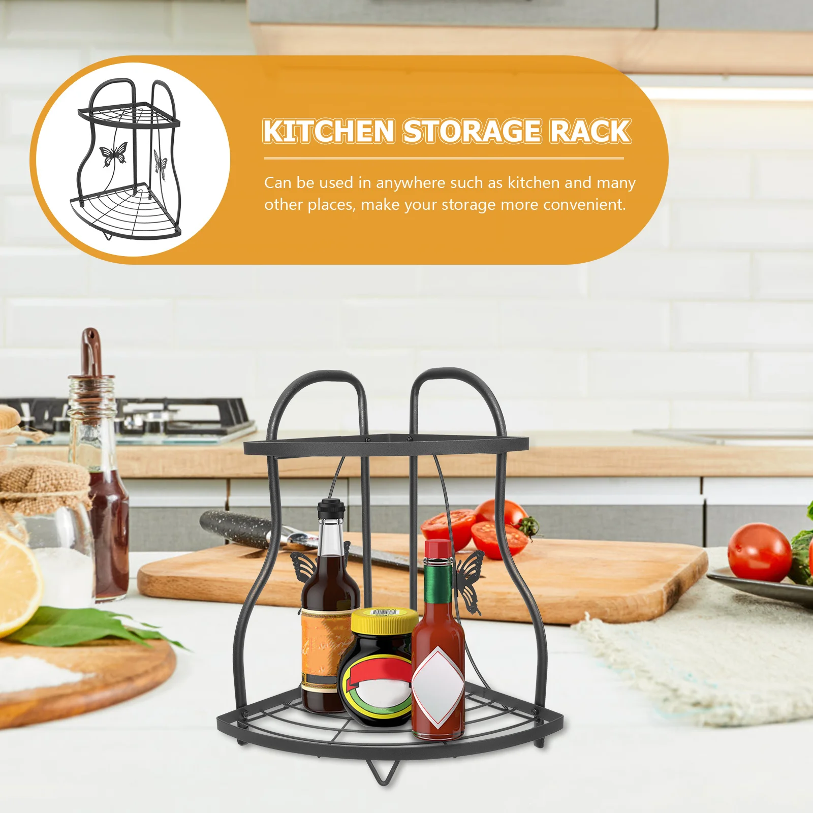 

Iron Art Kitchen Storage Rack -Resistant Countertop Organizer Multi-Functional Home Storage Holder Bathroom