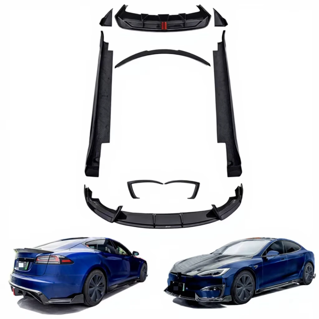 Custom-made Product forTesla Model S 100% Carbon Fiber Body Kit Front Lip Tuyere Rear Diffuser Spoiler Side Skirts Hood 2023+