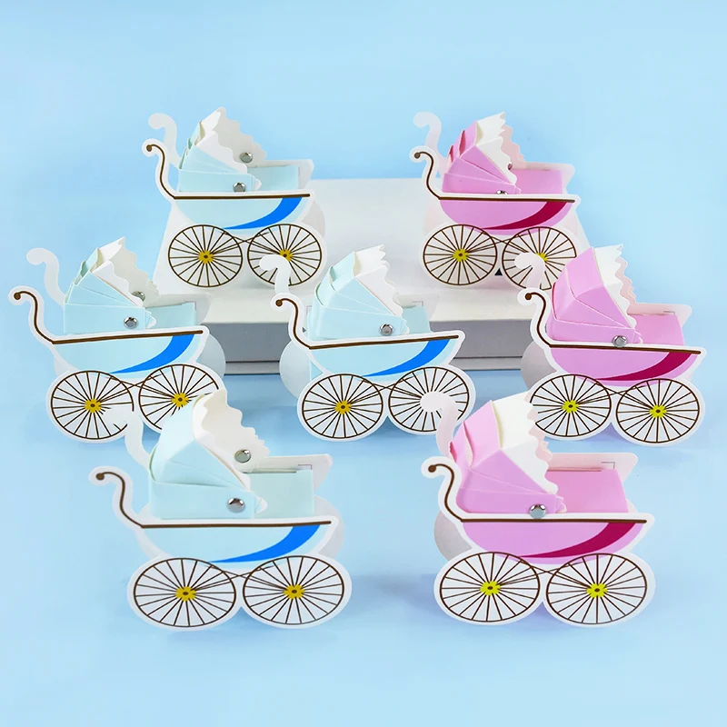 Kinderwagen form im europäischen Stil Süßigkeiten boxen Baby party bevorzugen Süßigkeiten box Geschenk paket Geschlecht offenbaren Geburtstags feier Dekore Lieferungen