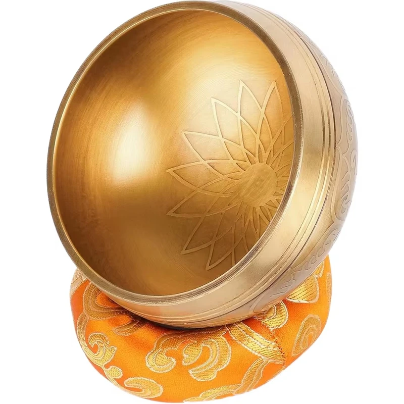 Hand Hammered Brass Tibetan Turntable Set 4 Inch Yellow Chakra Meditation Accessories Eco-friendly Unique Stress Reduction Yoga