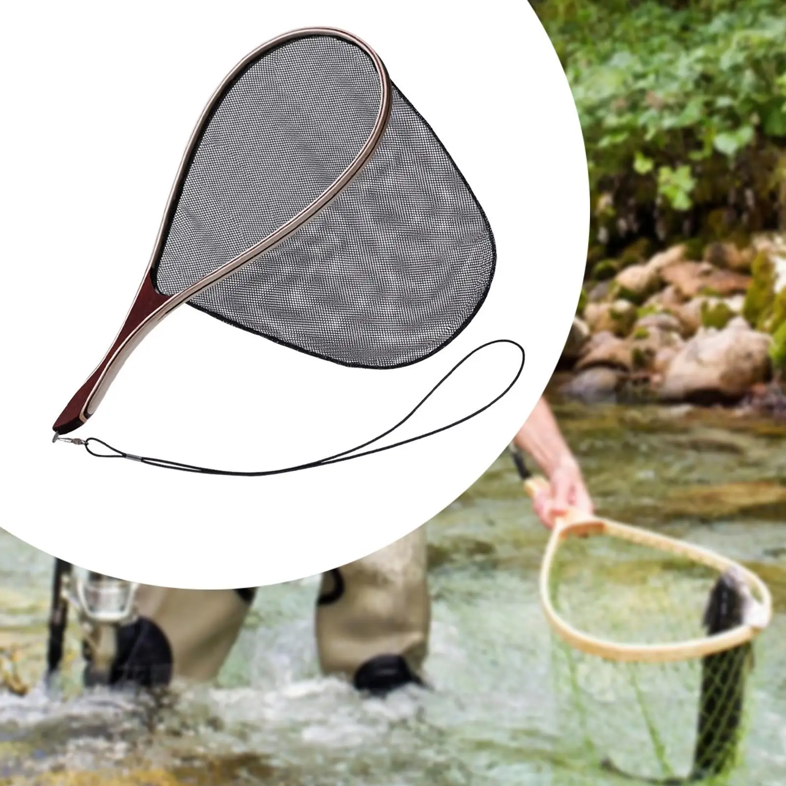 

Fishing Landing Net Supplies Gear Gift Nylon Mesh for Freshwater Sports Boat