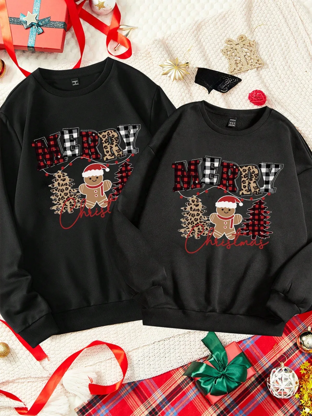 ملابس رجالية عصرية كاجوال لعيد الميلاد على شكل غزال مطبوعة فضفاضة بكتف منسدل ورقبة دائرية بلوفر من الصوف #2