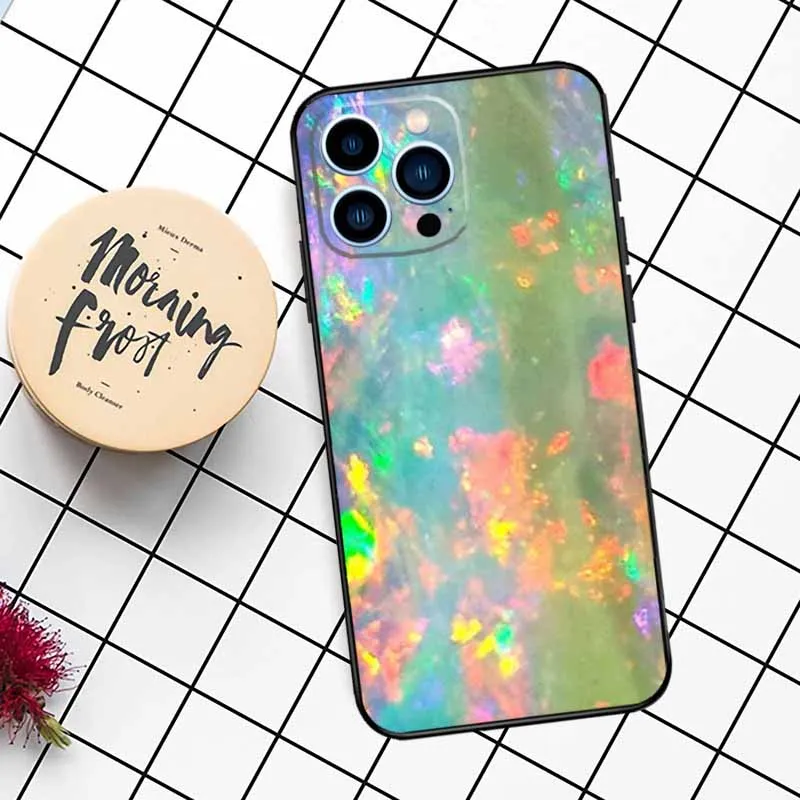 Opal Stone Iridescent Case For iPhone 14 13 12 11 16 15 Pro Max Plus Mini X XR XS Max 7 8 Soft TPU Back Cover