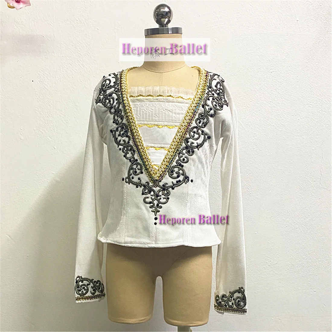 

Custom Made White Men's Ballet Top Ballet Jacket For Prince Dance Costumes,Boy Coat For Ballet Performance