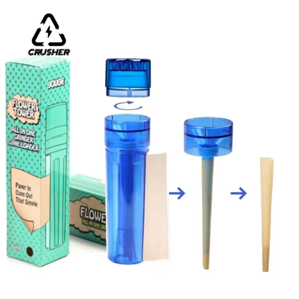 CRUSHER 3 in 1 Cone Roller Pre Roll Paper Filling Machine All in One Tobacco Grinder for DIY Horn Tube Smoking Pipe Accessories