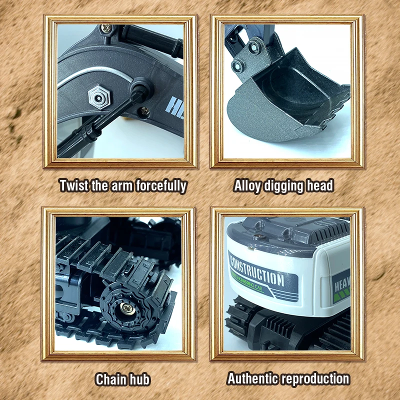 Rc حفارة 1:24 11Ch شاحنة تعمل بالتحكم عن بعد قلابة مع أضواء الموسيقى راديو التحكم سيارة البناء لودر أطفال بالريموت كنترول اللعب #6