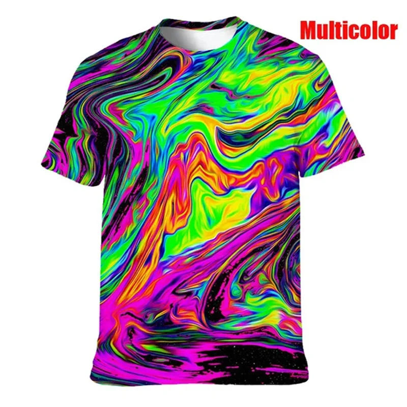 Summer 3D Printed Neon T Shirt Colorful Psychedelic Pattern Street Tshirts Men And Women O Neck Fashion Short Sleeve Tee Tops