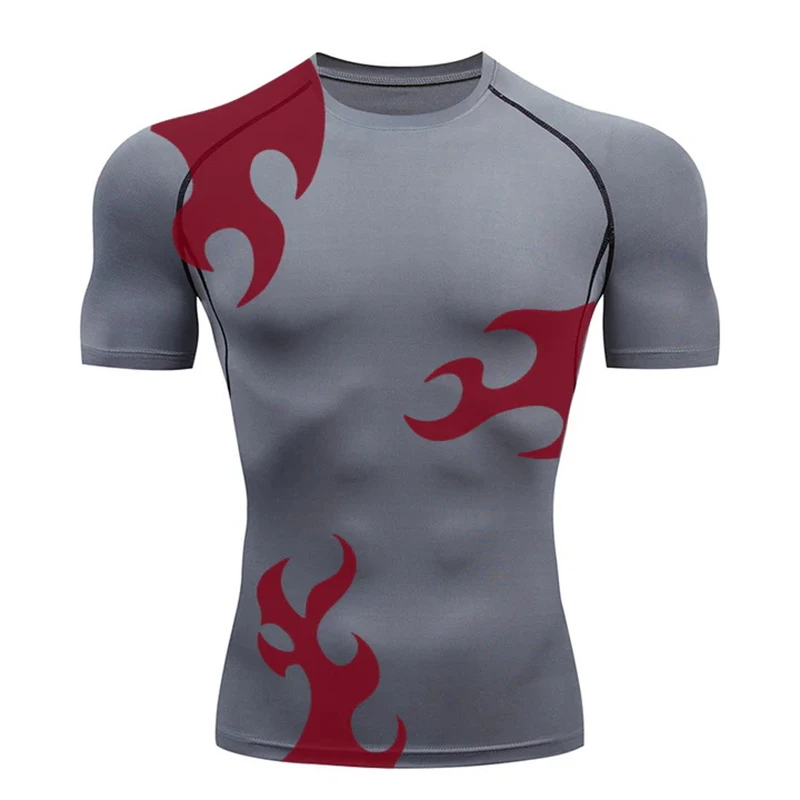 3D Print Athletic Quick Dry Tshirts for Men Stylish Gym Workout Running Compression Shirts Undershirts Baselayers Tees Tops