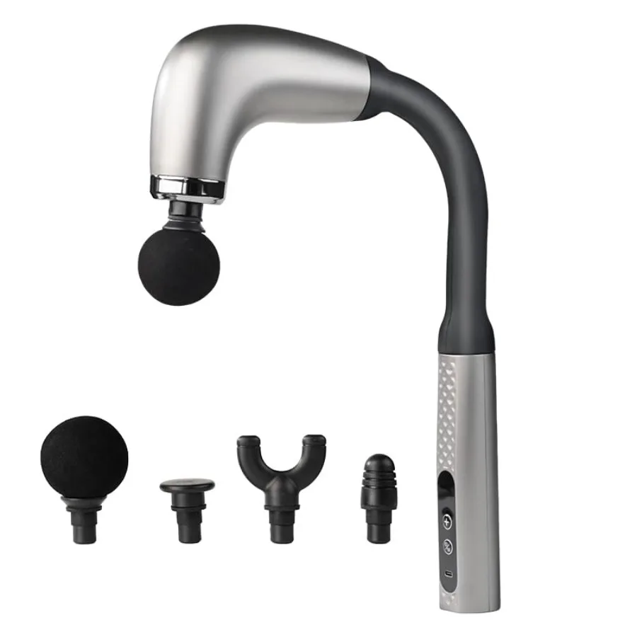 

Deep Tissue Massage Gun for Back and Full Body Long Handle Percussion Muscle Massager with 4 Replaceable Heads Adjustable Speed
