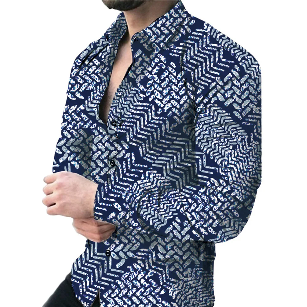 

2026 Spring New Men's Cashew Floral Shirts 3d Printing Lapel Cardigan Thin Section Slim Shirt Man Y2k Long-sleeved With Button