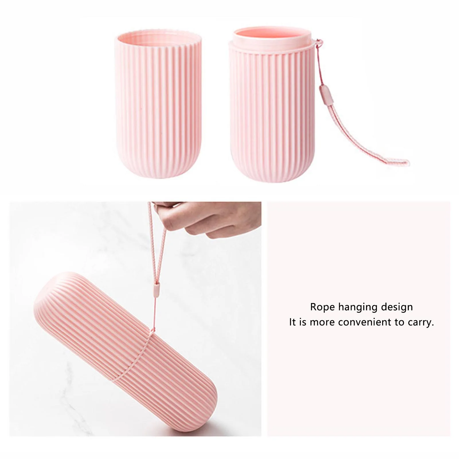 Pink Empty Travel Portable Toothbrush Cup Bathroom Toothpaste Holder Storage Case Box Organizer Travel Toiletries Storage Cup