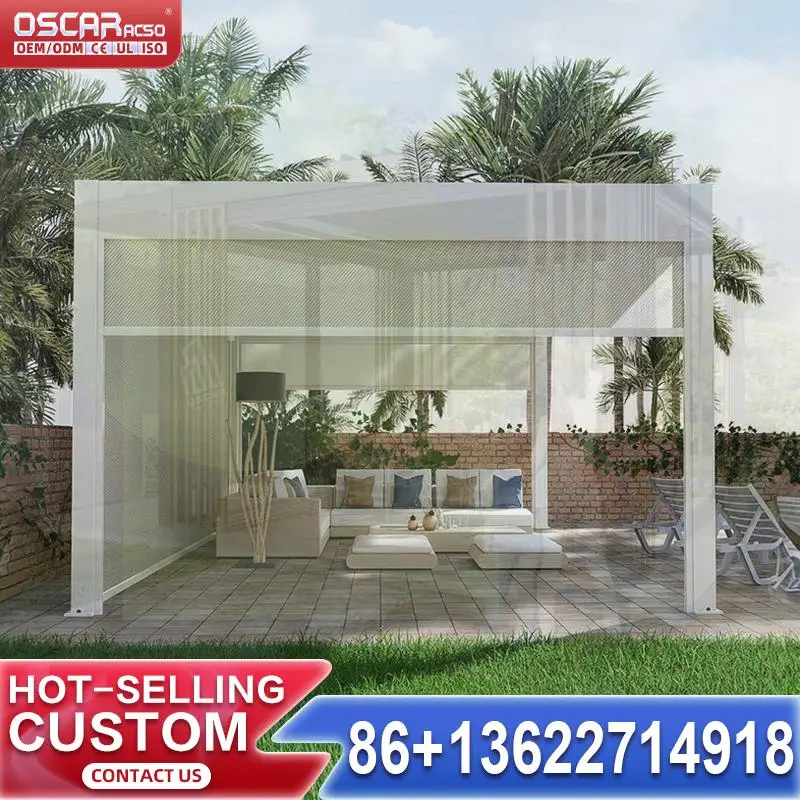 

Outdoor Waterproof Electric Lighting Motorized Patio Awning for Garden Balcony Backyard Pergola