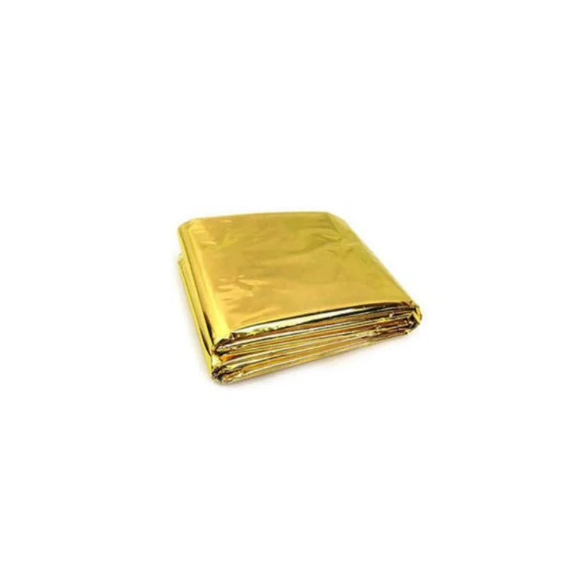 4PCS Golden Polyester Mylar Survival Thermal Blankets 82×62 Inch Windproof Lightweight Reflective Emergency Foil Sheets for Camp
