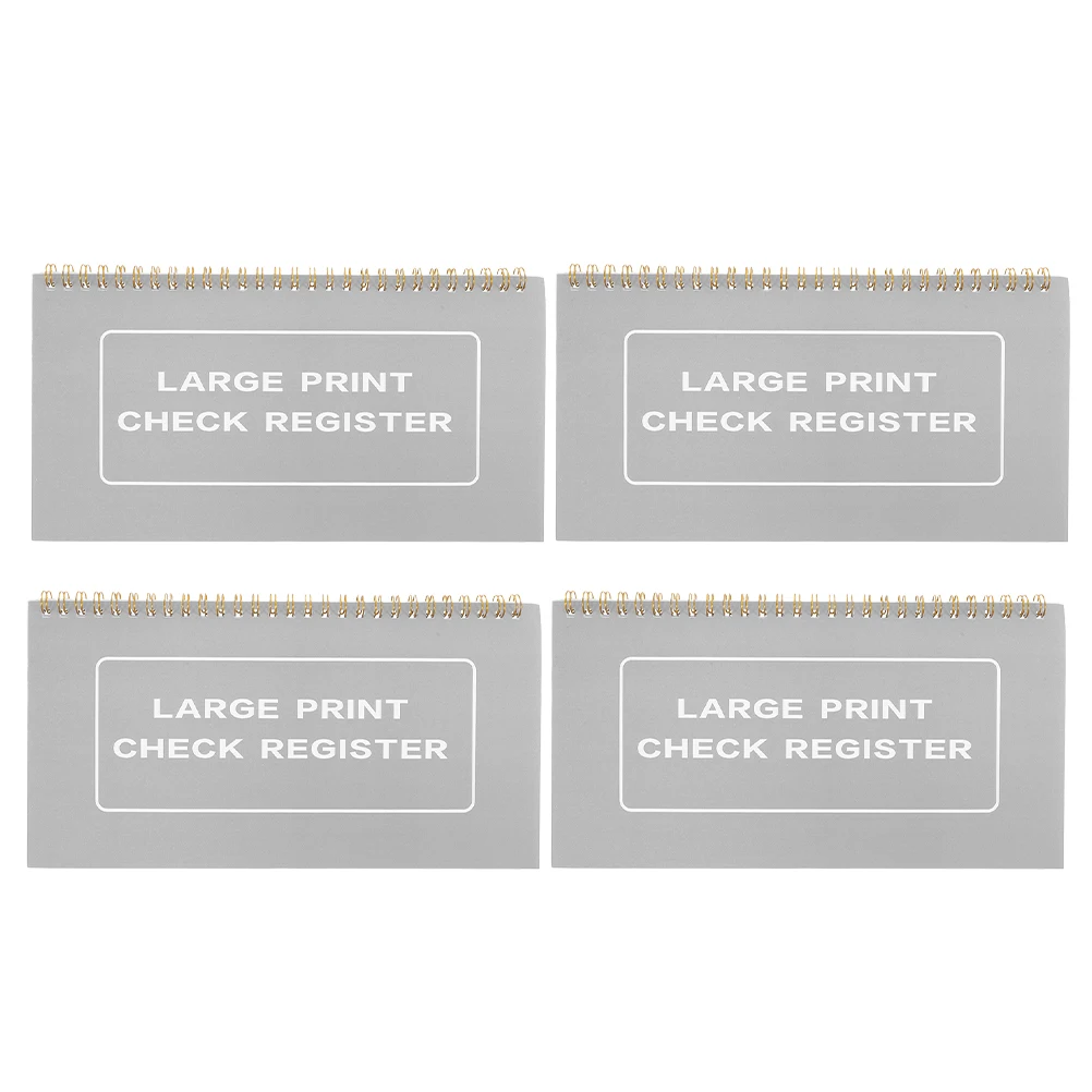 

4pcs Checkbook Registers Large Print High Contrast Check Register Notebook Low Vision Date Section Portable Financial Record