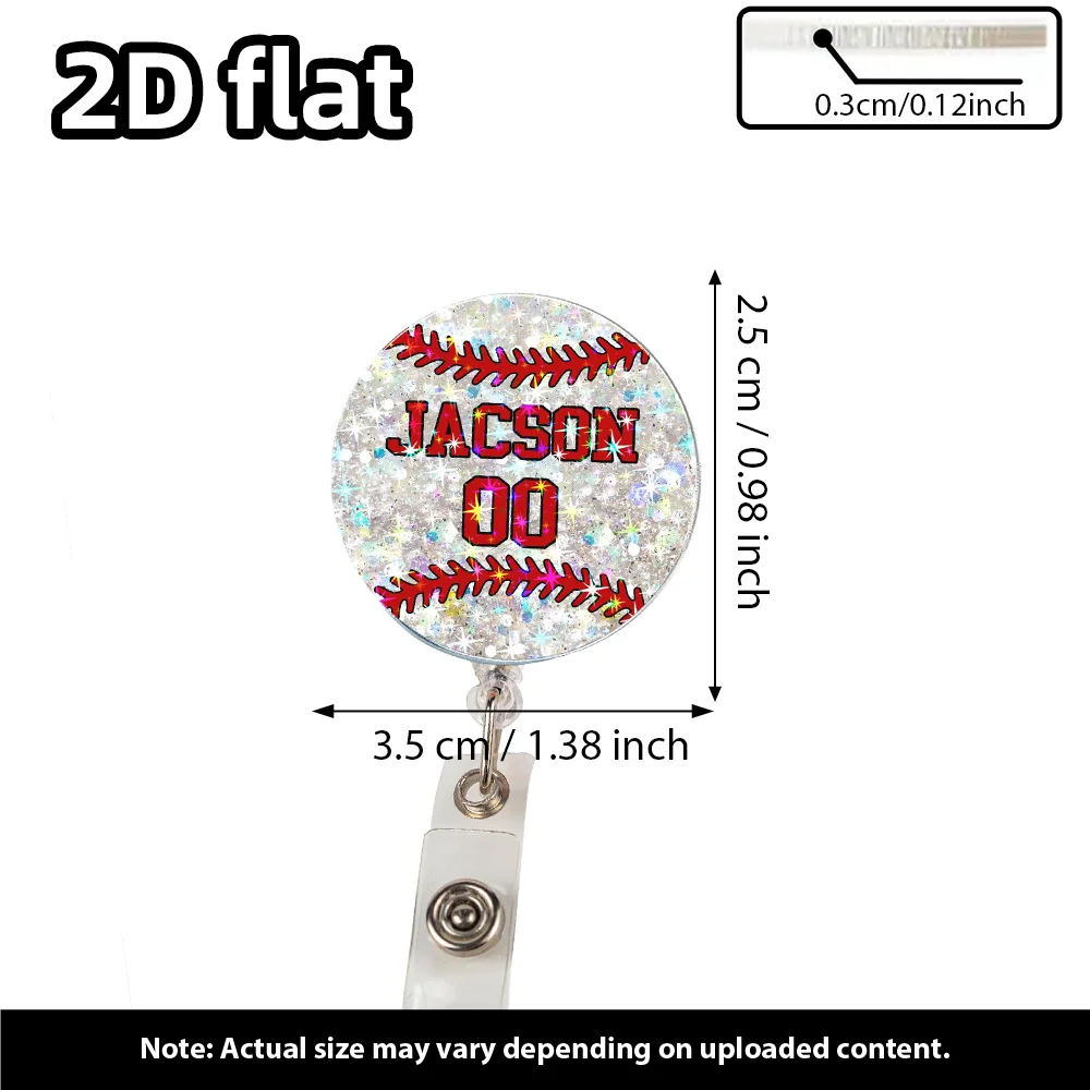 قطعة واحدة من بكرة شارة البيسبول المخصصة، حامل معرف الاسم المخصص، هدية للمدرب أو العنصر الفردي لمحبي الرياضة #6