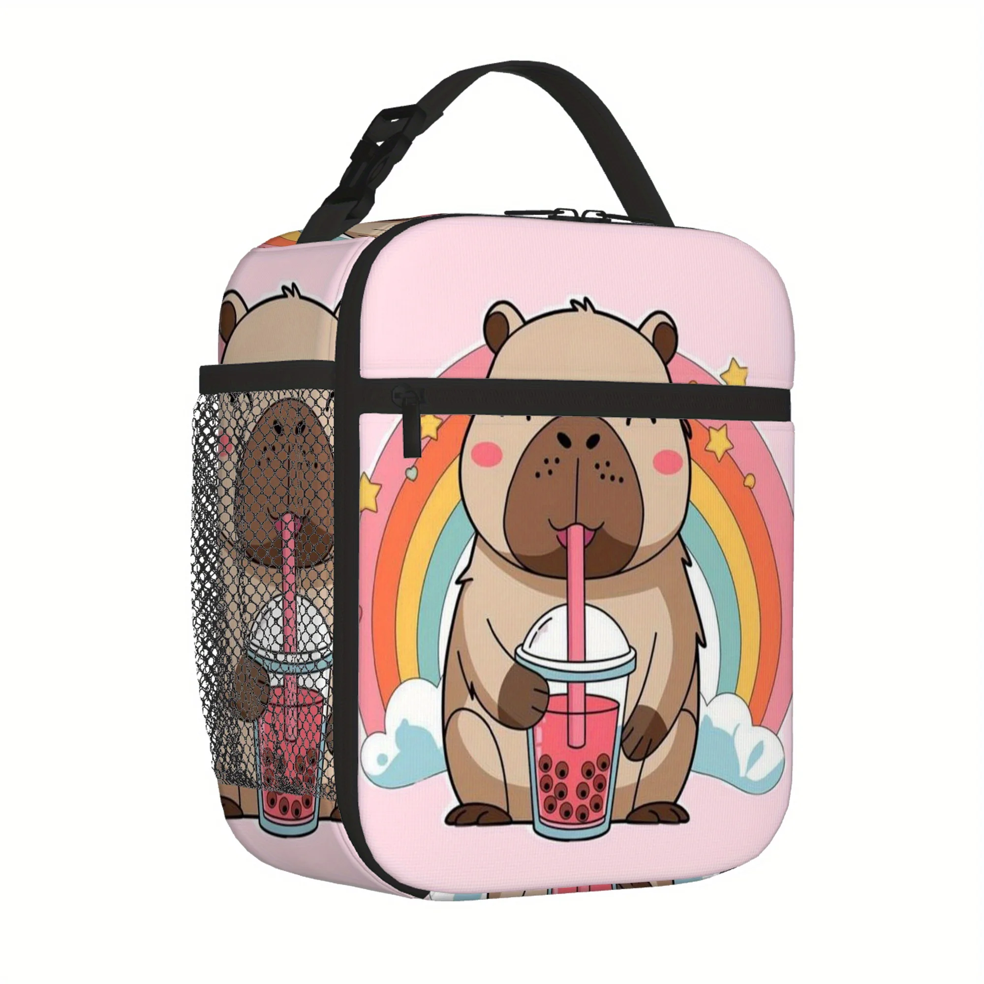 1pc a Printed Capybara Bag Featuring a Bubble Tea Design, Designed for Insulation And Thermal Purposes. It Is Not Intended for D