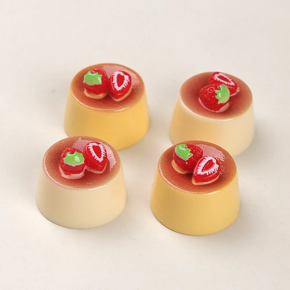 10pcs Cute Cartoon Kawaii Strawberry Pudding Flat Back Resin DIY Scrapbooking Cabochons Decoration Accessories